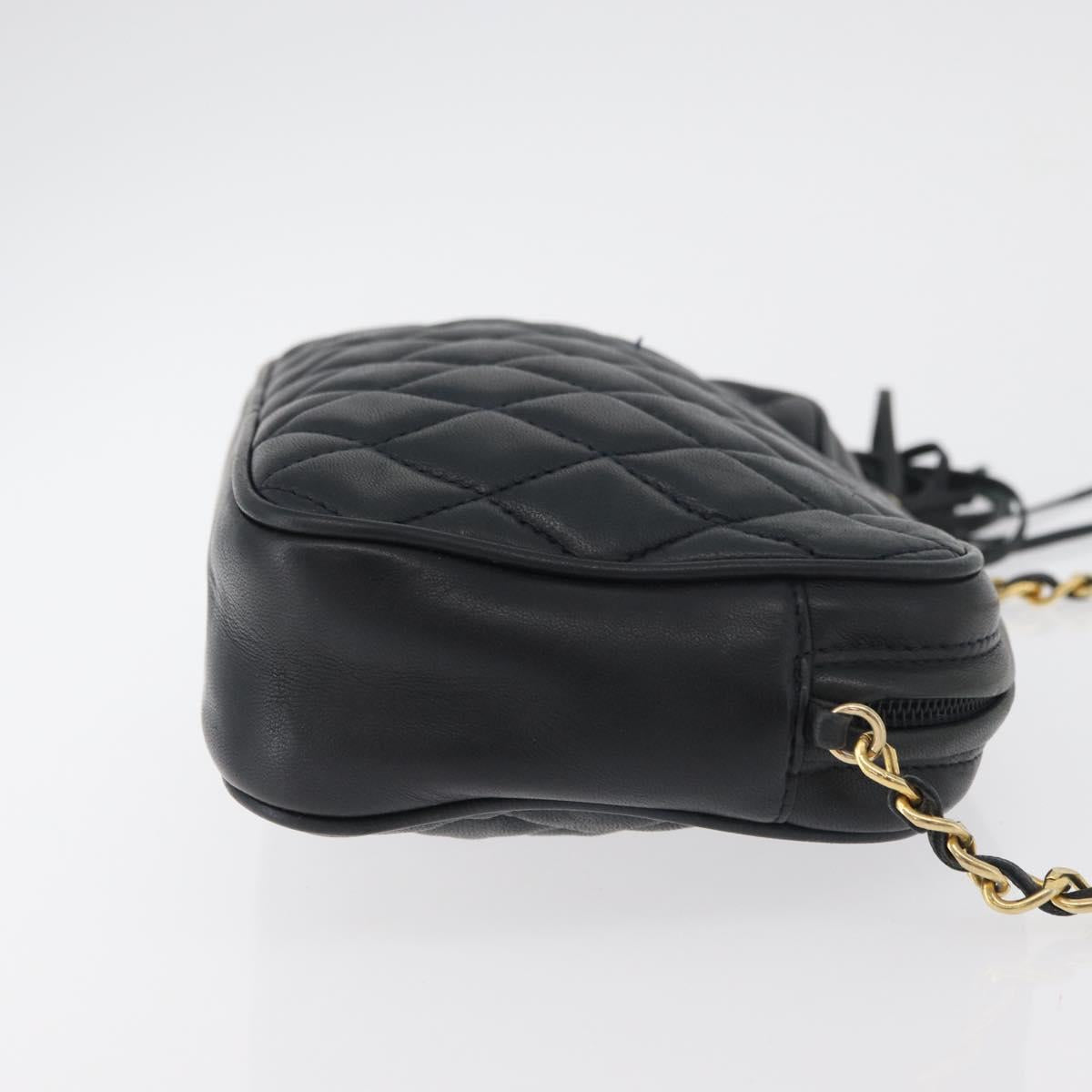 BALLY Chain Shoulder Bag Leather Black Gold Auth BA12567A