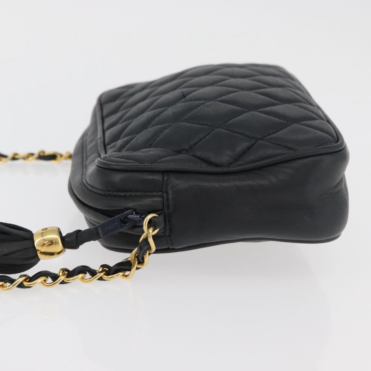 BALLY Chain Shoulder Bag Leather Black Gold Auth BA12567A
