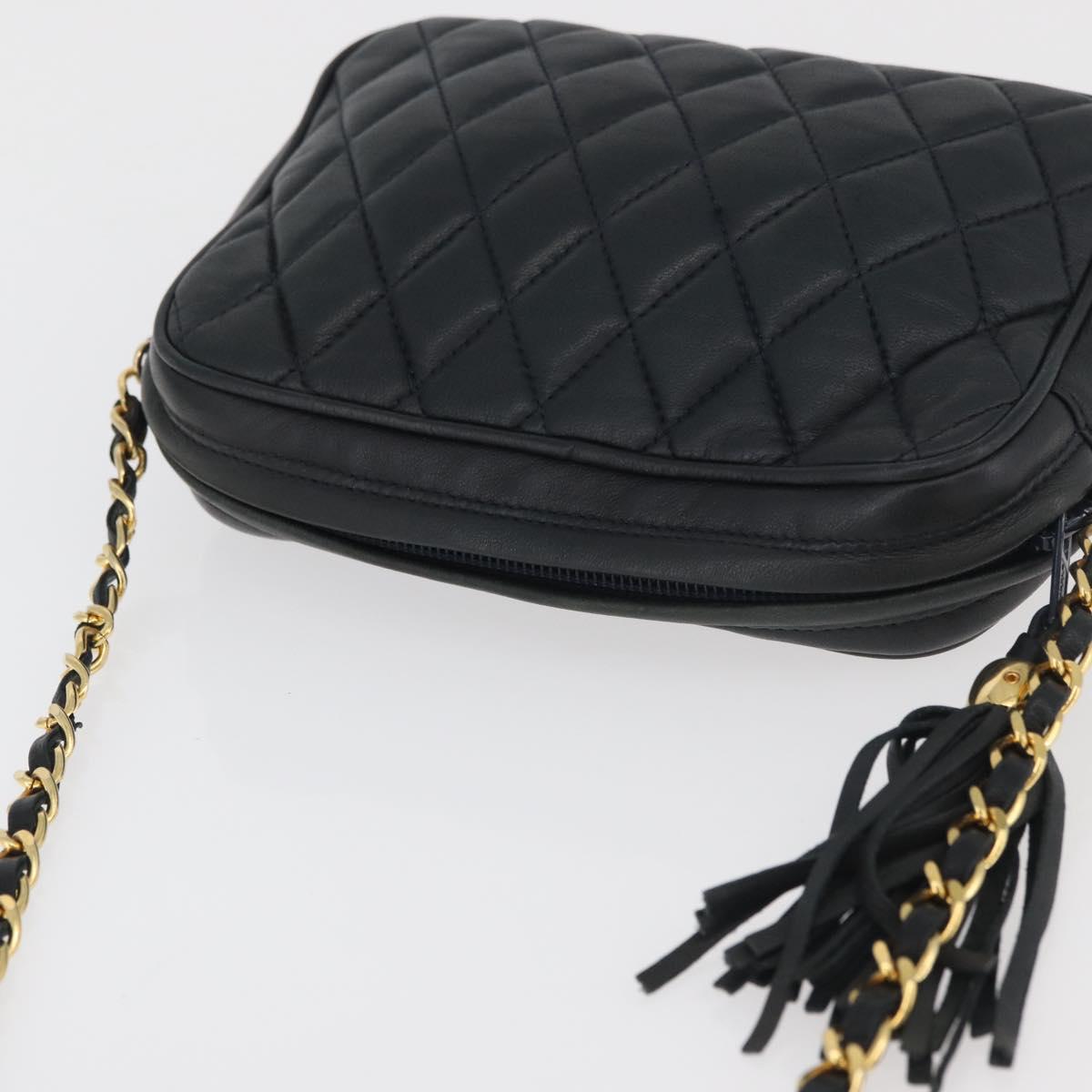 BALLY Chain Shoulder Bag Leather Black Gold Auth BA12567A