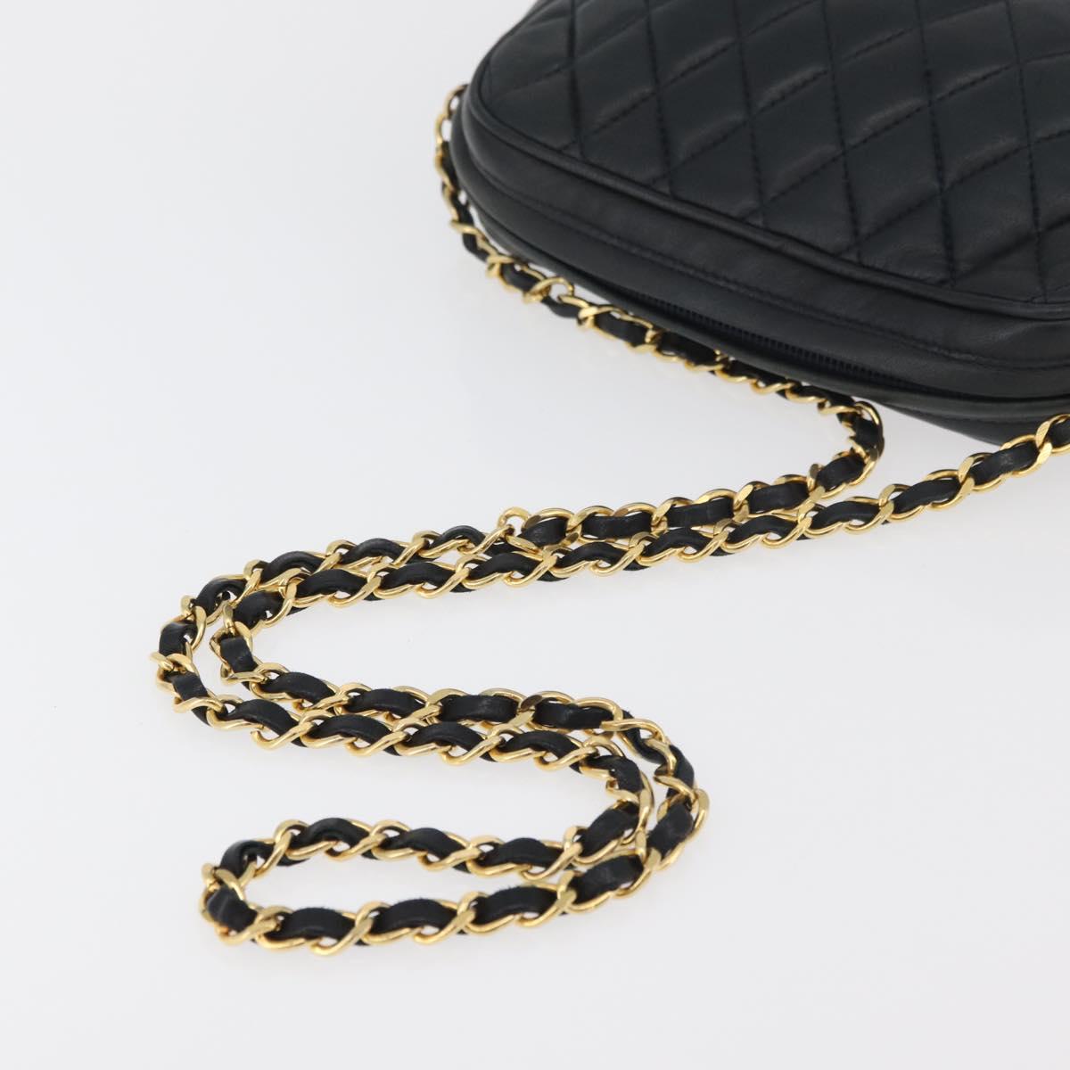 BALLY Chain Shoulder Bag Leather Black Gold Auth BA12567A