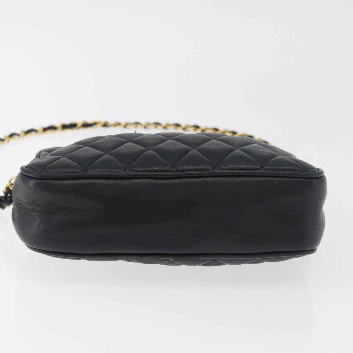 BALLY Chain Shoulder Bag Leather Black Gold Auth BA12567A