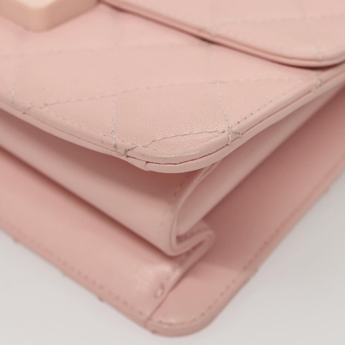 CHANEL Matelasse25 Single Flap Chain Shoulder Bag Lamb Skin Pink CC Auth BA1256AM