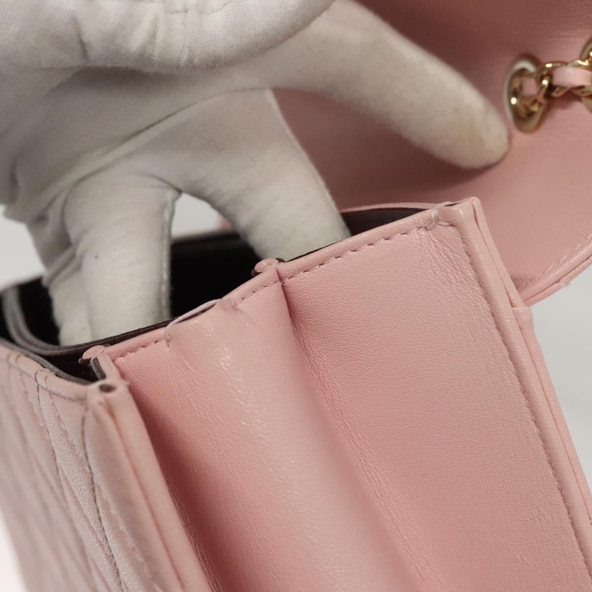 CHANEL Matelasse25 Single Flap Chain Shoulder Bag Lamb Skin Pink CC Auth BA1256AM