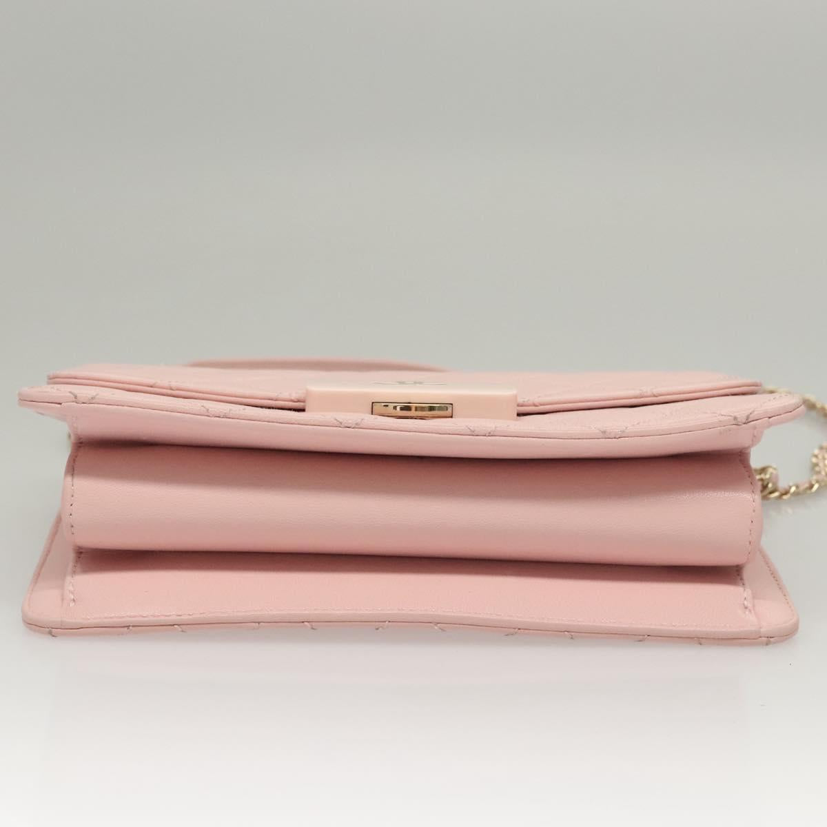 CHANEL Matelasse25 Single Flap Chain Shoulder Bag Lamb Skin Pink CC Auth BA1256AM