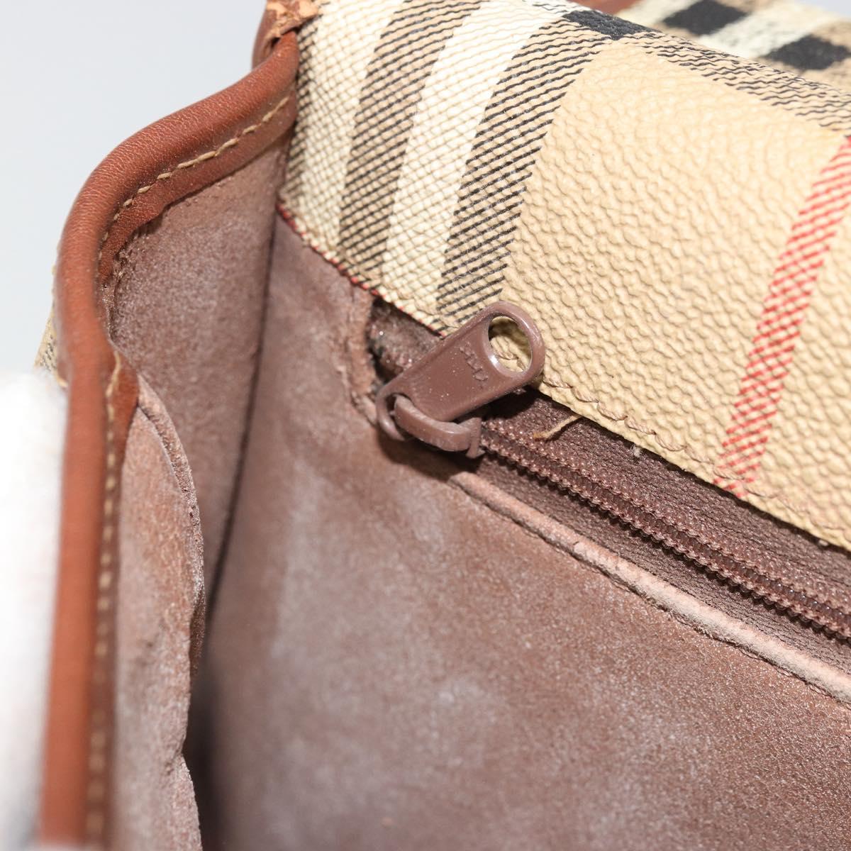 Burberrys Nova Check Shoulder Bag PVC Beige Gold Auth BA12570