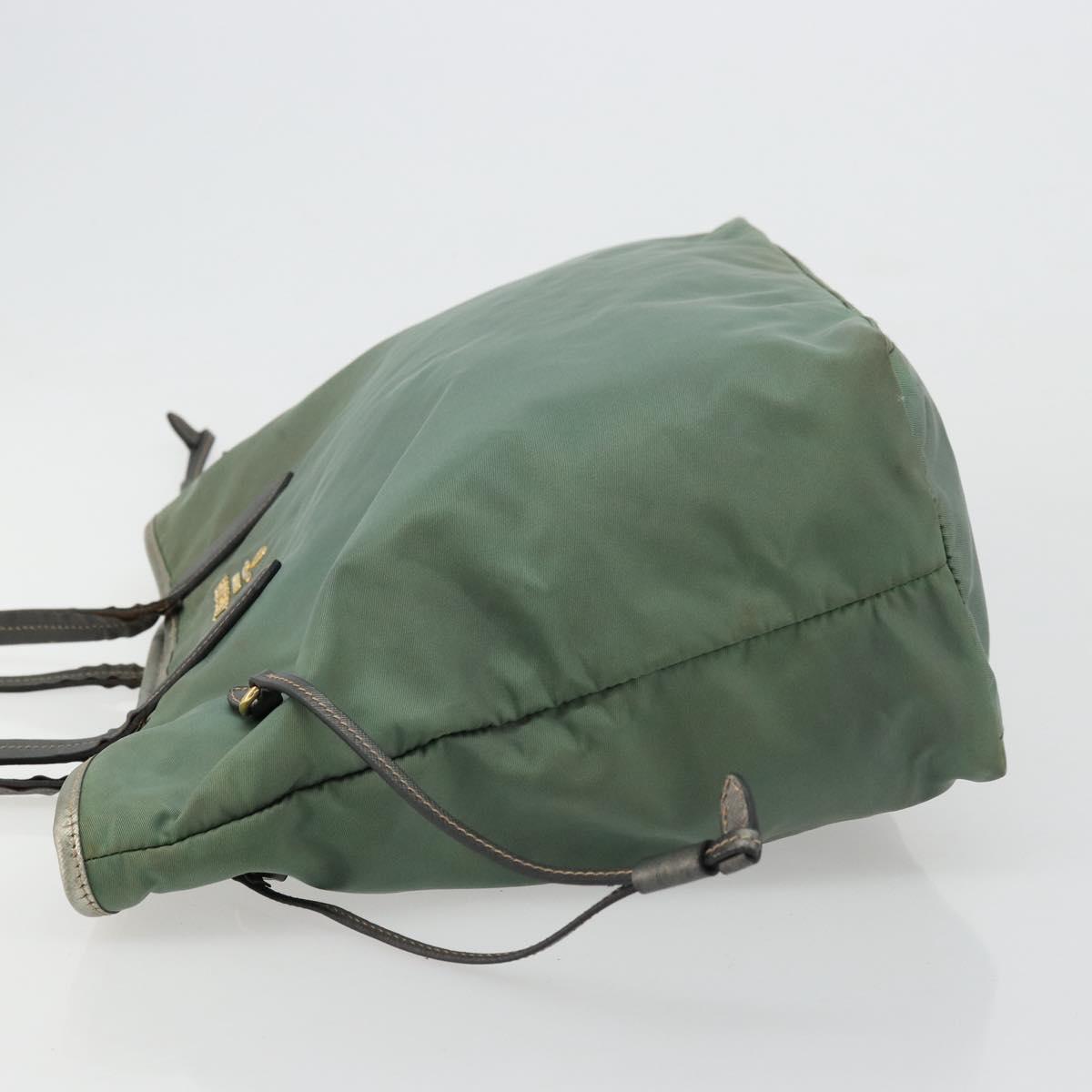 PRADA Tote Bag Nylon Green Gold Auth BA12579