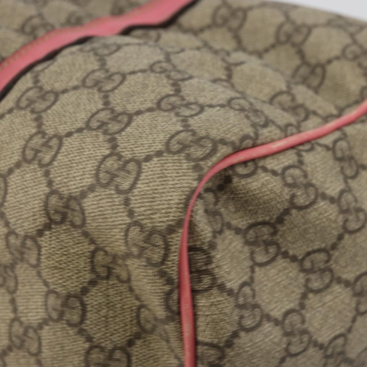 GUCCI GG Supreme Boston Bag PVC Beige Gold 193603 Auth BA12581