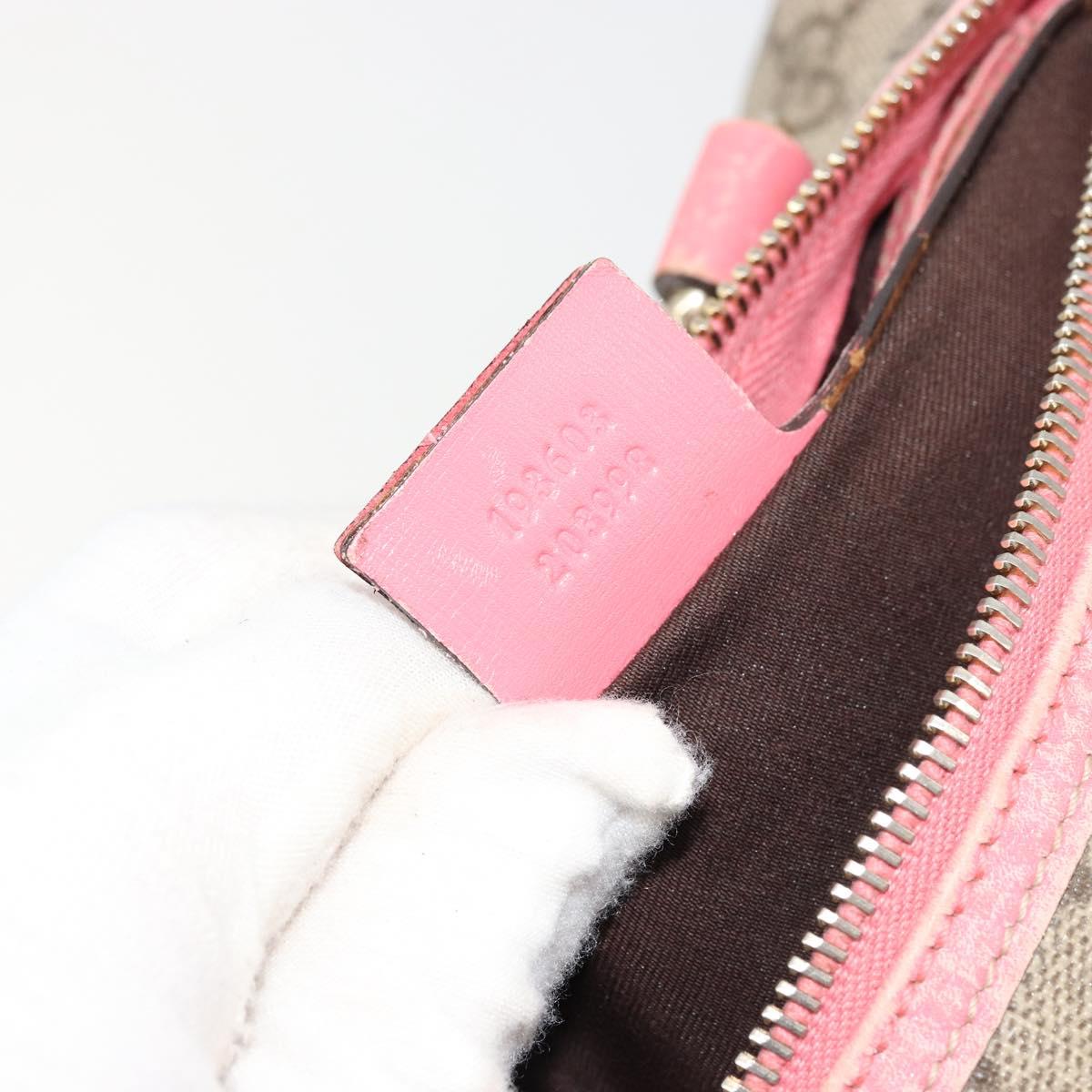 GUCCI GG Supreme Boston Bag PVC Beige Gold 193603 Auth BA12581