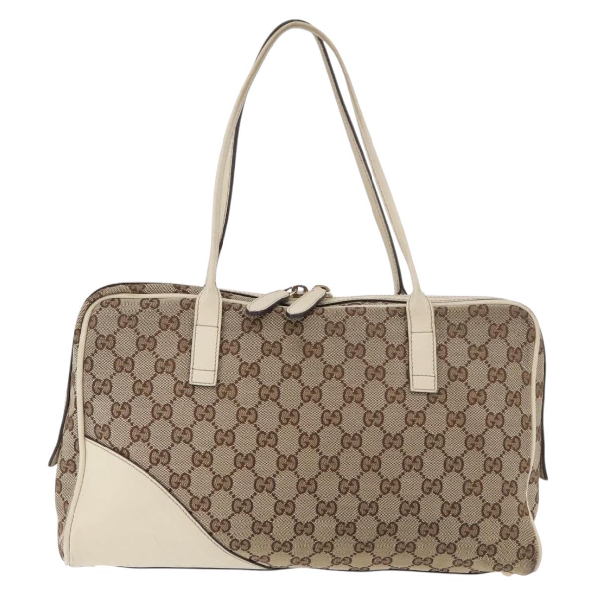 GUCCI GG Canvas Tote Bag Beige Gold 169971 Auth BA12582
