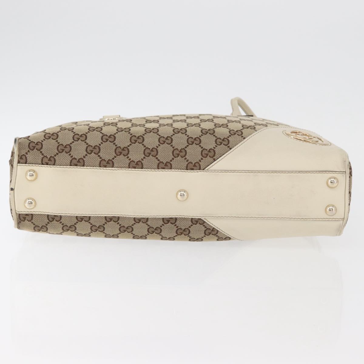 GUCCI GG Canvas Tote Bag Beige Gold 169971 Auth BA12582