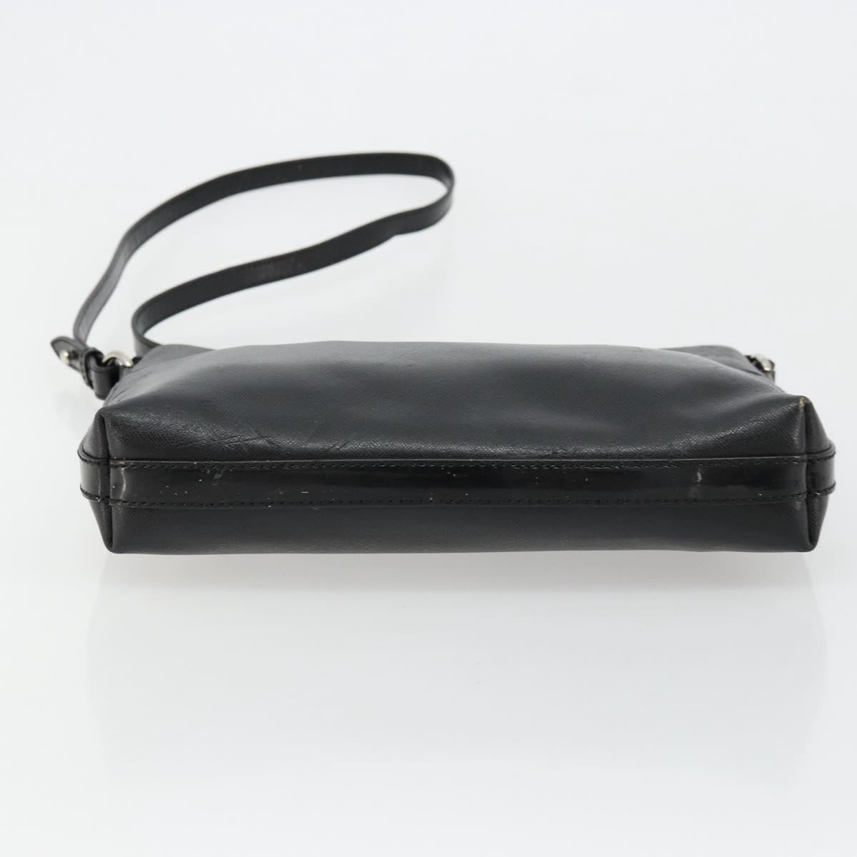 Salvatore Ferragamo Vara Ribbon Shoulder Bag Leather Silver Black Auth BA12583