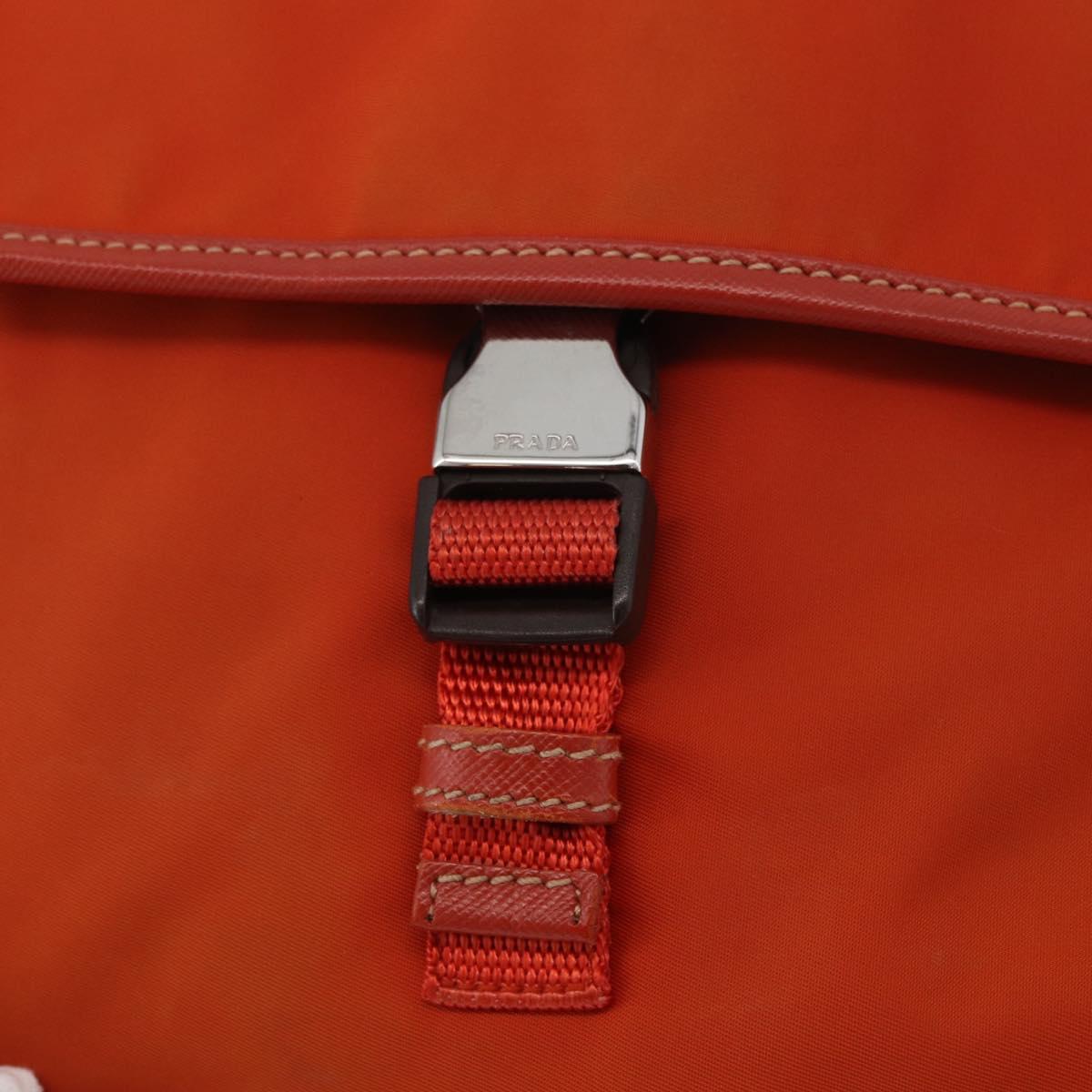 PRADA Shoulder Bag Nylon Orange Silver Auth BA12584A