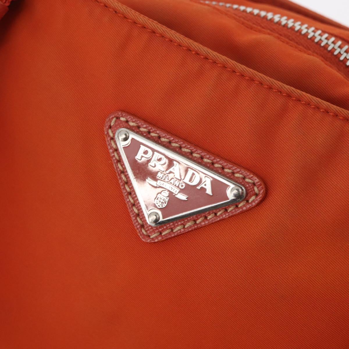 PRADA Shoulder Bag Nylon Orange Silver Auth BA12584A