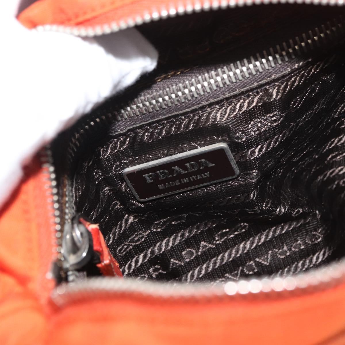 PRADA Shoulder Bag Nylon Orange Silver Auth BA12584A