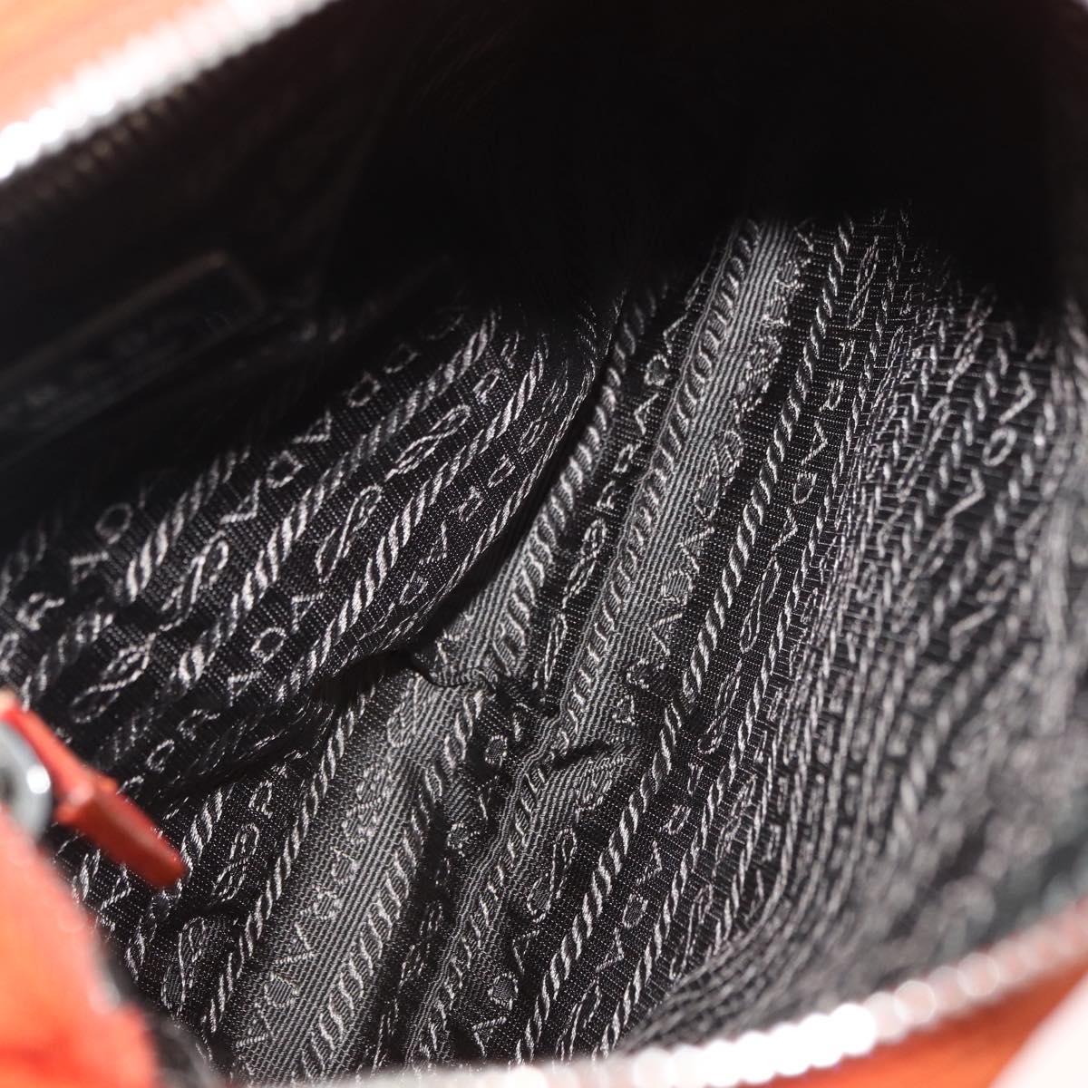 PRADA Shoulder Bag Nylon Orange Silver Auth BA12584A