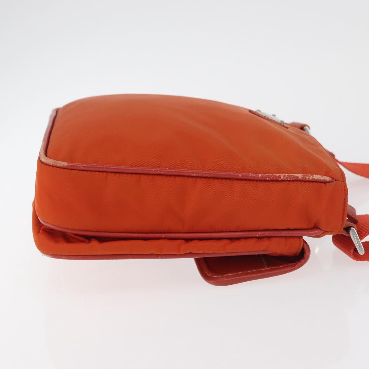 PRADA Shoulder Bag Nylon Orange Silver Auth BA12584A