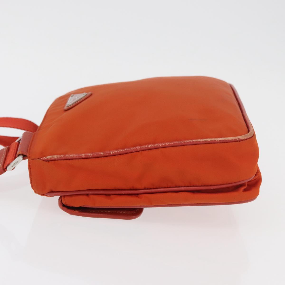 PRADA Shoulder Bag Nylon Orange Silver Auth BA12584A