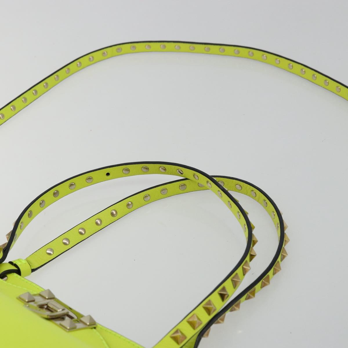 VALENTINO Tote Bag Leather 2way Yellow Gold Auth BA12585A