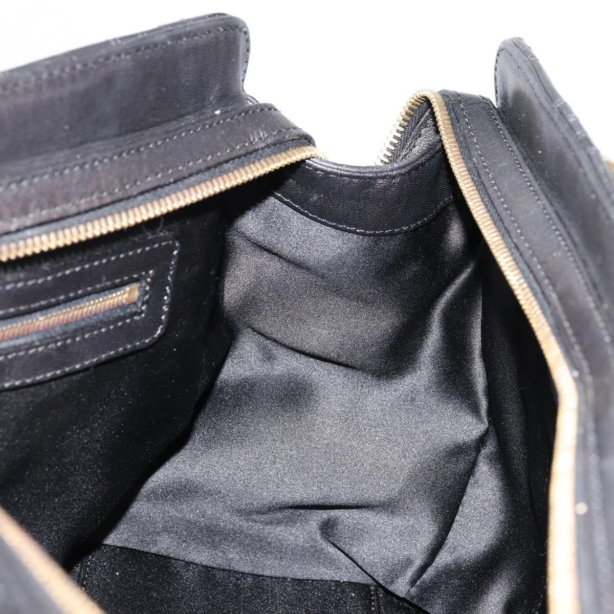 Gianni Versace Hand Bag Leather Black Gold Auth BA12587A