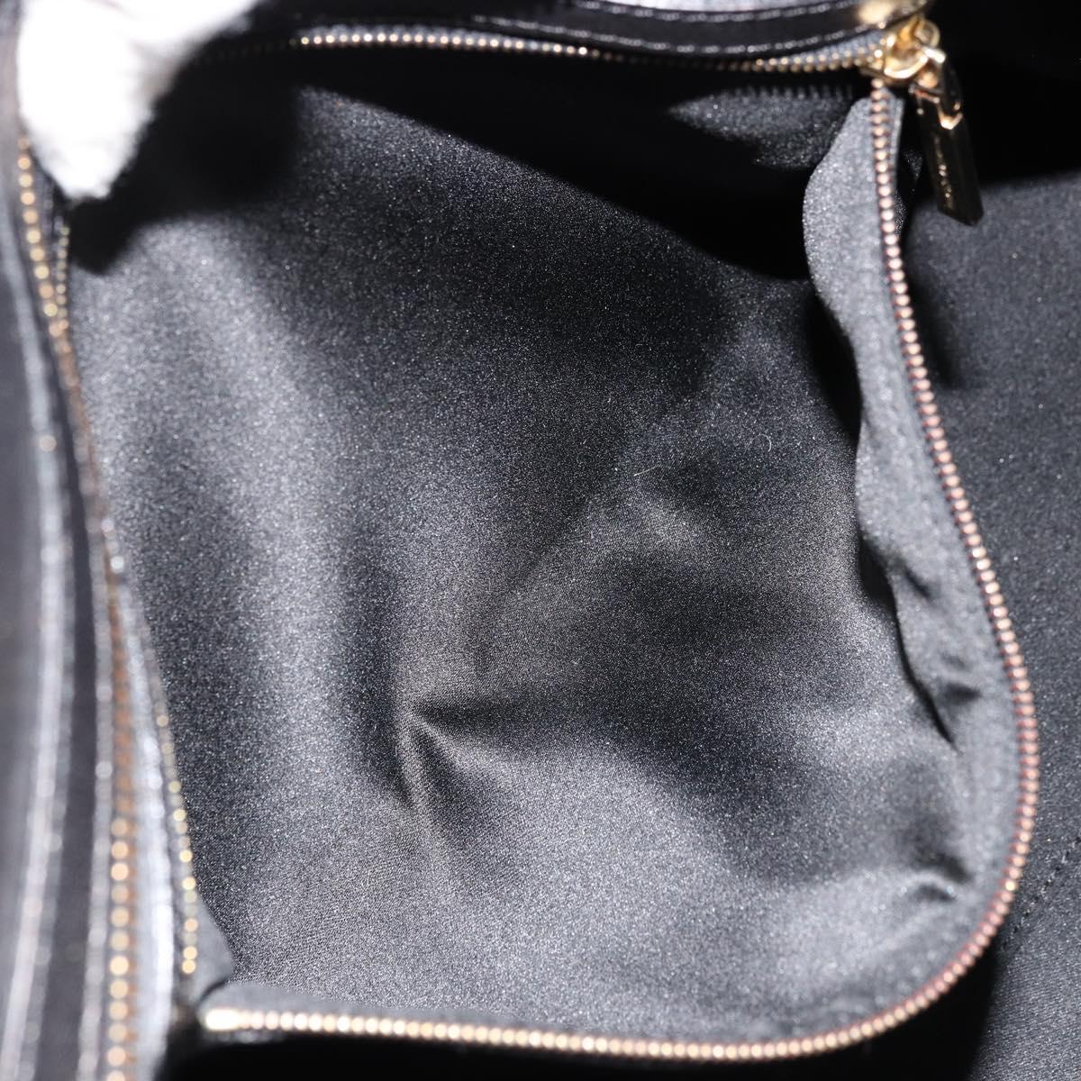Gianni Versace Hand Bag Leather Black Gold Auth BA12587A