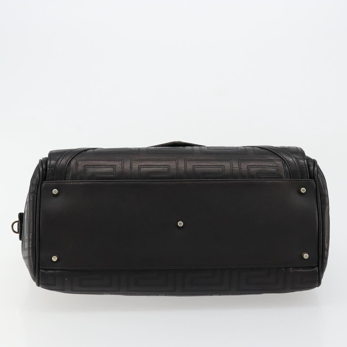Gianni Versace Hand Bag Leather Black Gold Auth BA12587A