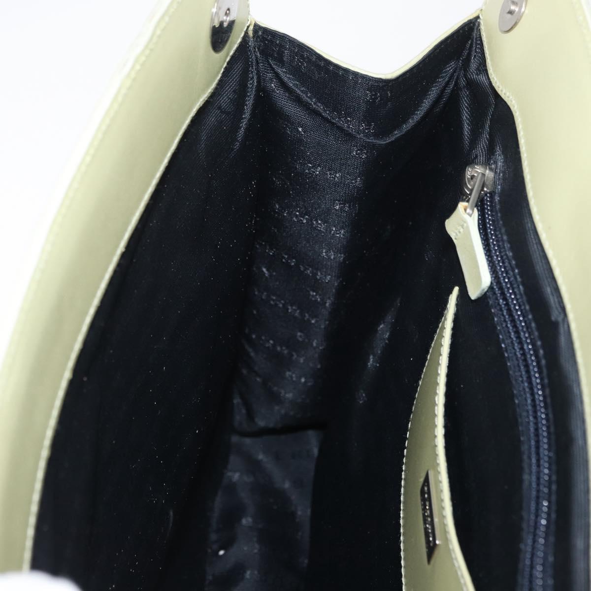 BURBERRY Shoulder Bag Leather Green Silver Auth BA12588A