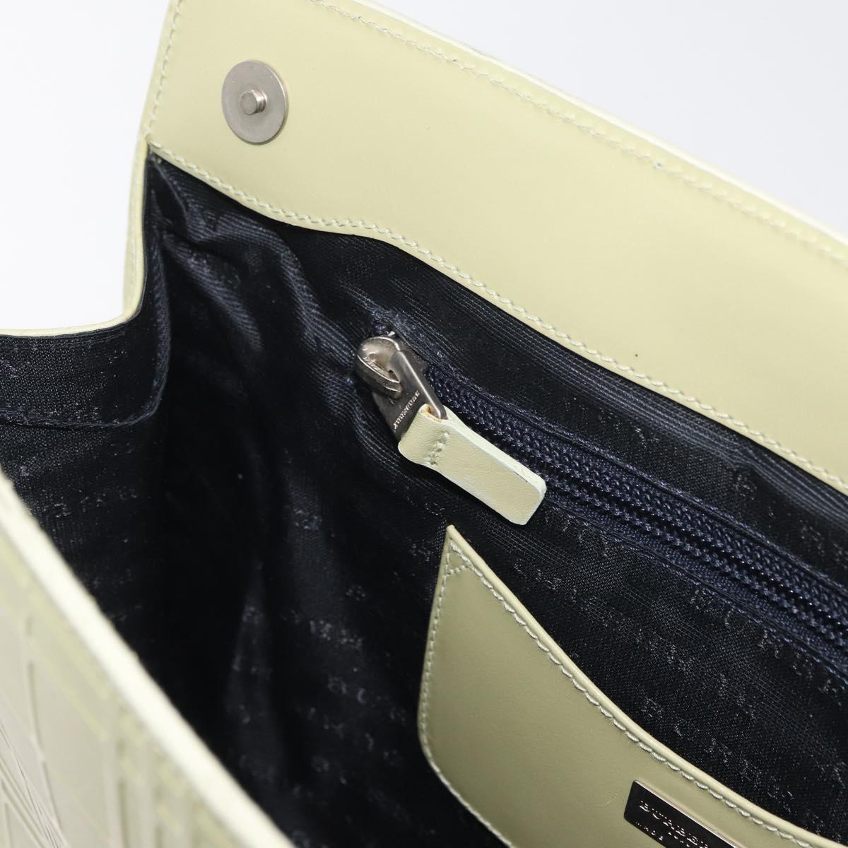 BURBERRY Shoulder Bag Leather Green Silver Auth BA12588A