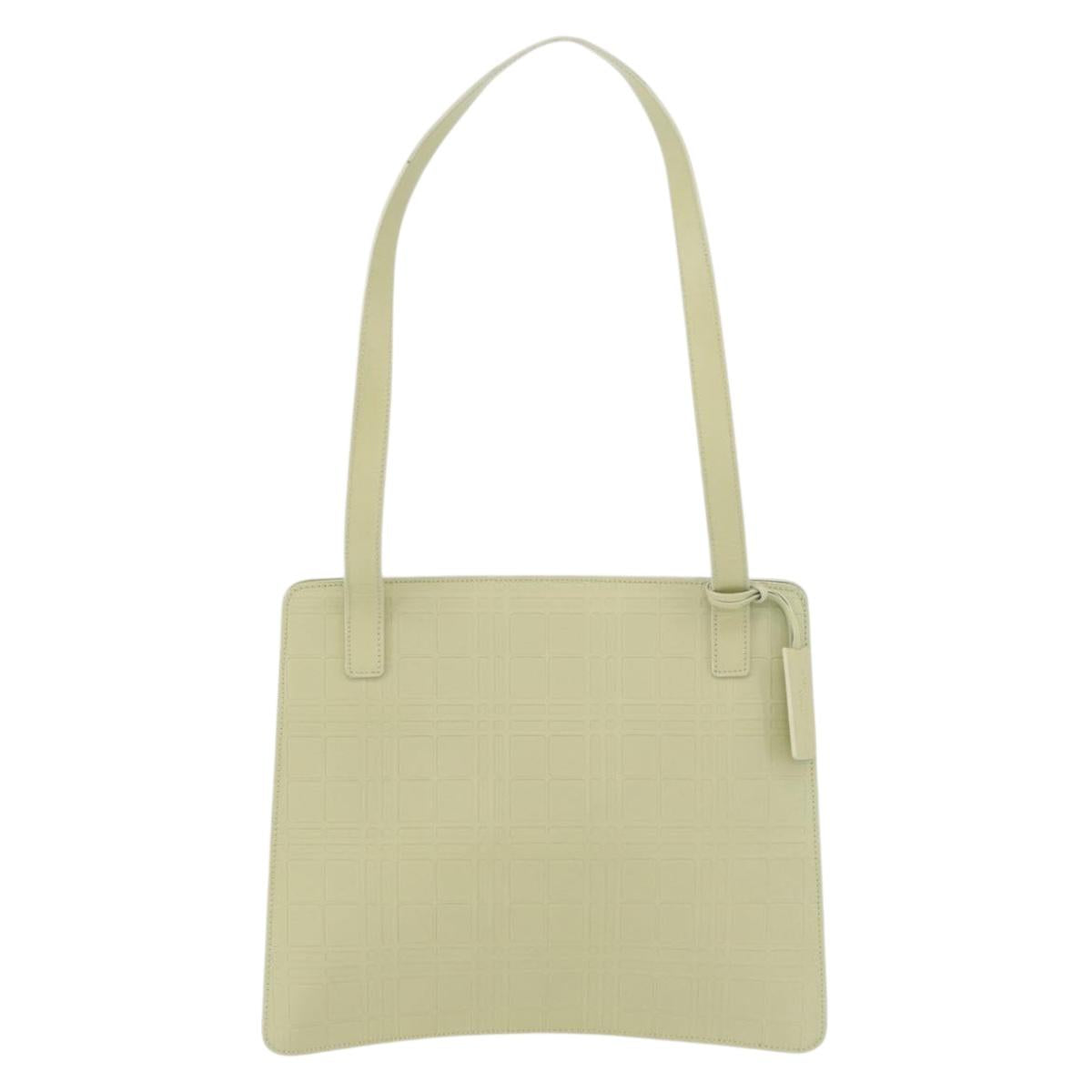 BURBERRY Shoulder Bag Leather Green Silver Auth BA12588A