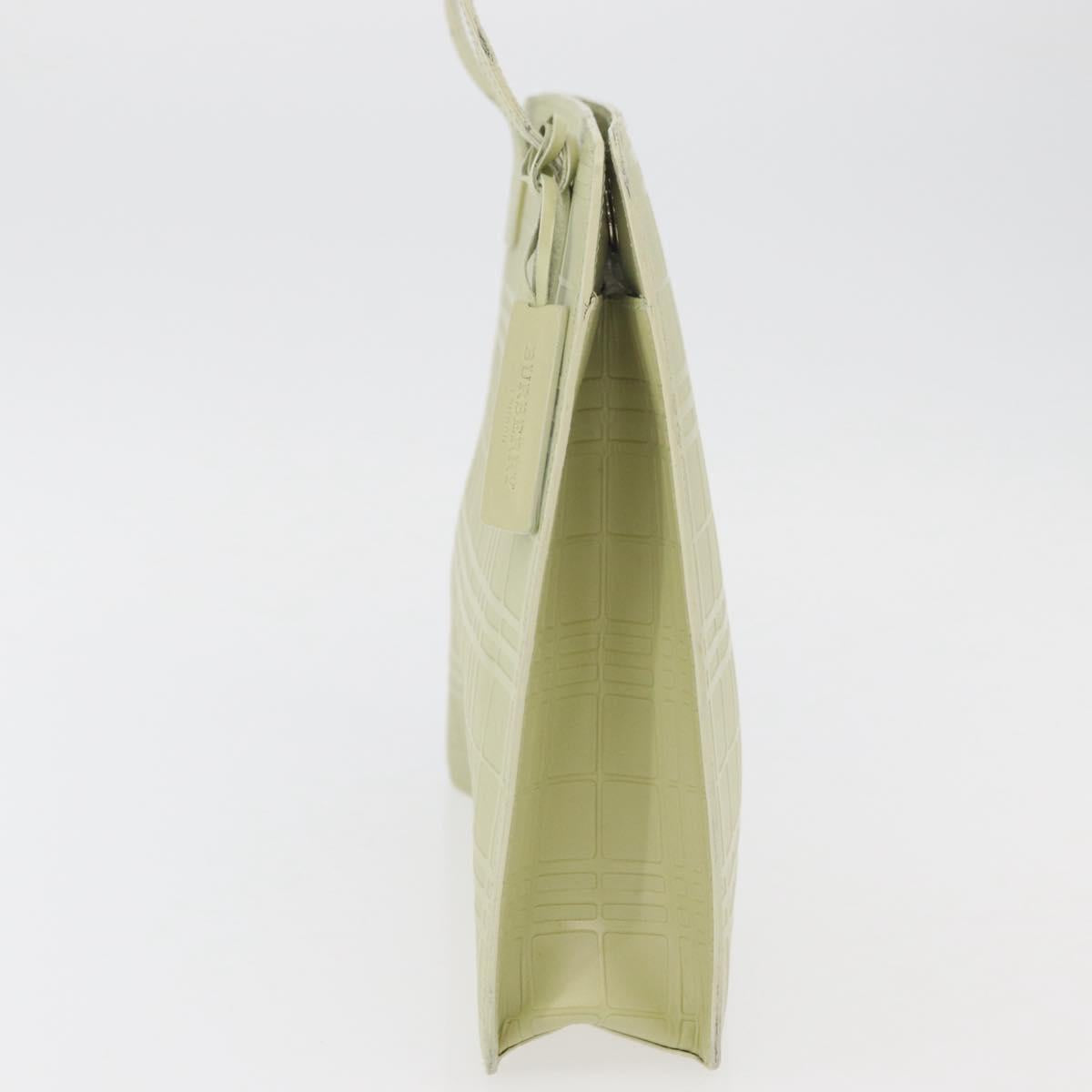 BURBERRY Shoulder Bag Leather Green Silver Auth BA12588A