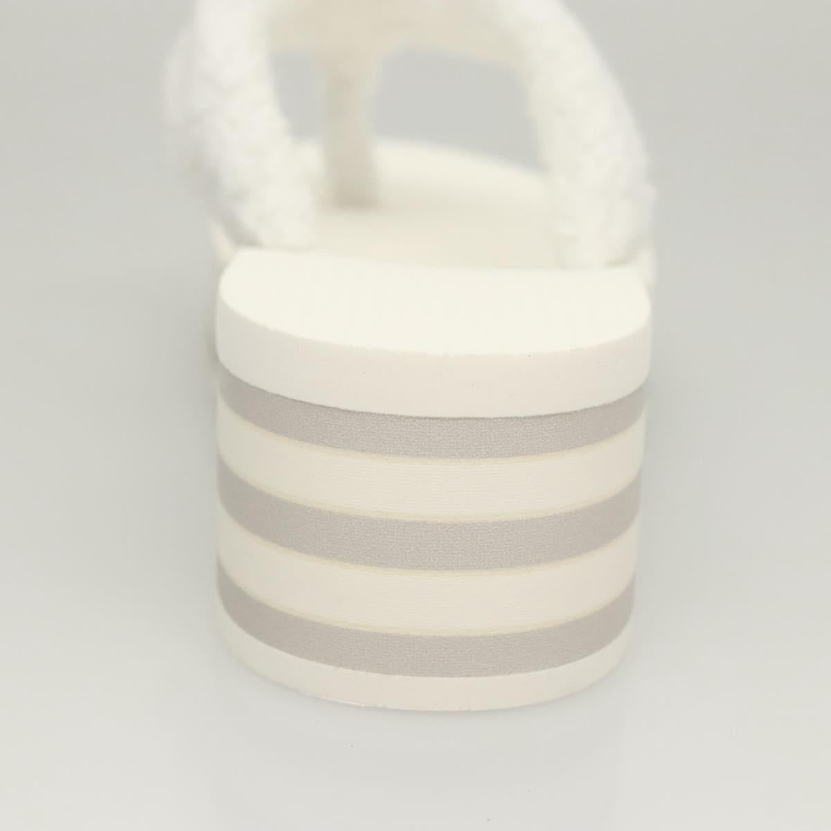 CHANEL Beach Sandals Cotton 39C White CC Auth BA1259SM