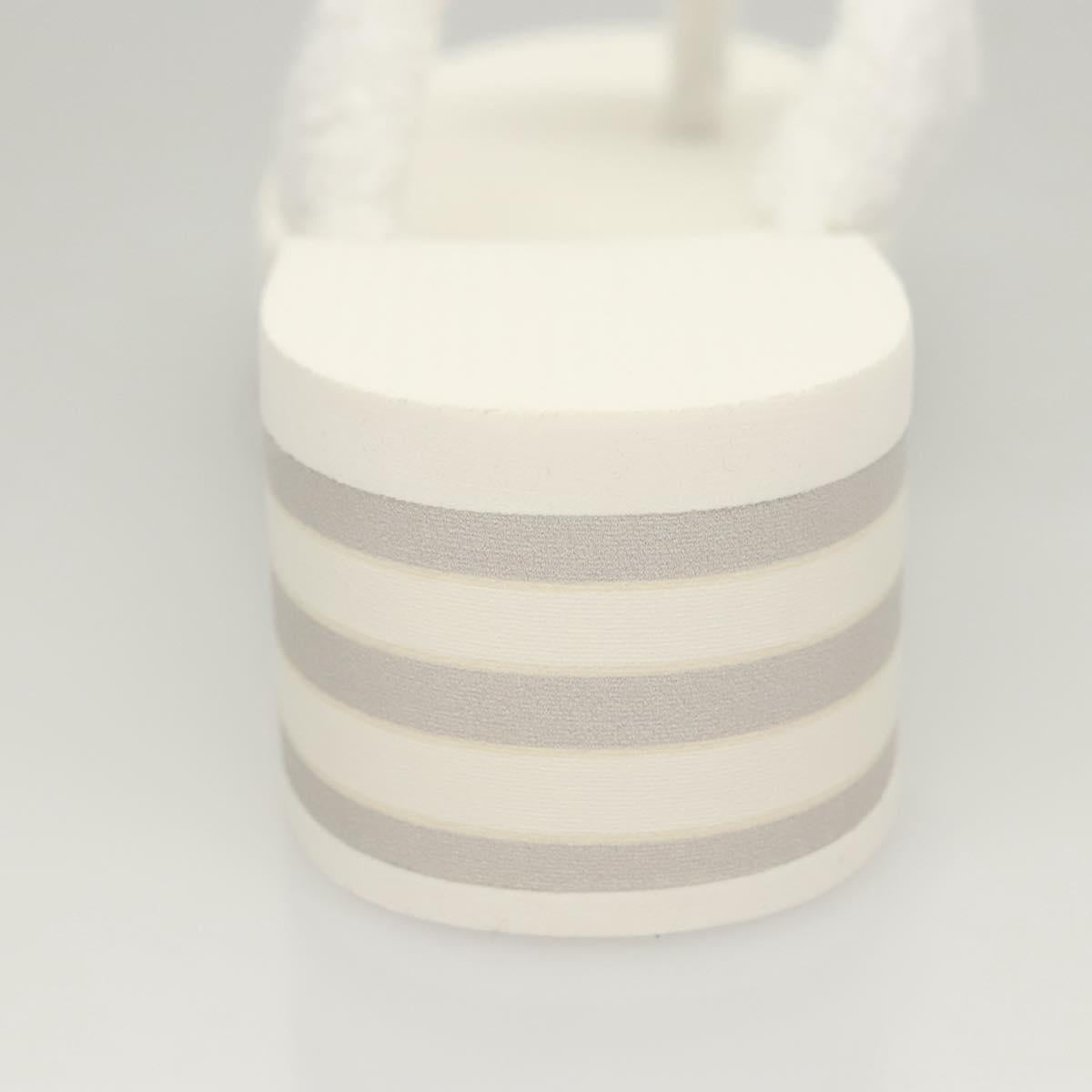 CHANEL Beach Sandals Cotton 39C White CC Auth BA1259SM