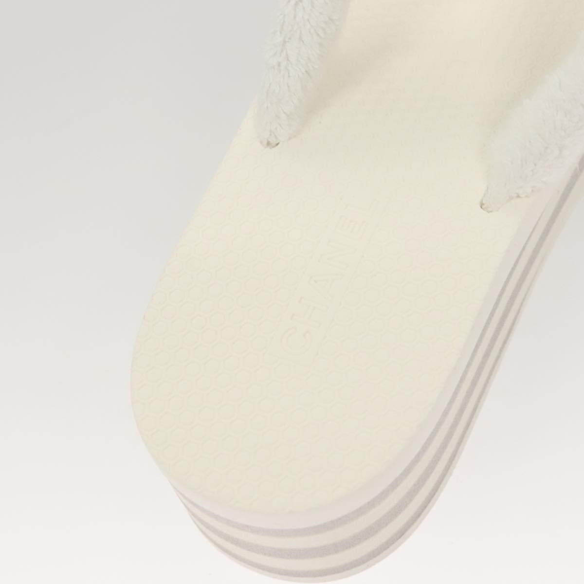 CHANEL Beach Sandals Cotton 39C White CC Auth BA1259SM