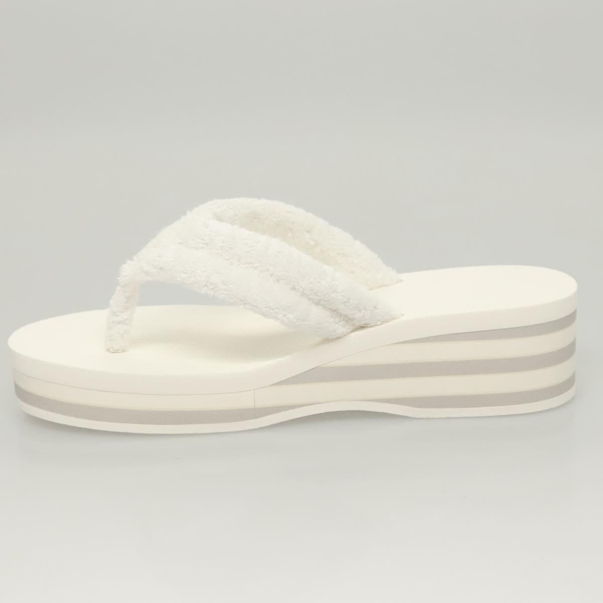CHANEL Beach Sandals Cotton 39C White CC Auth BA1259SM