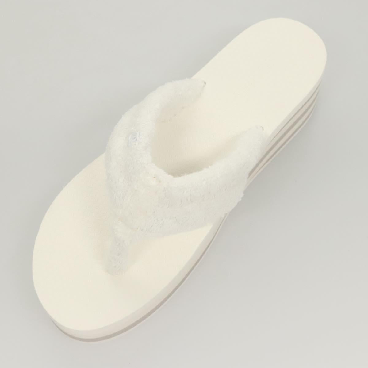 CHANEL Beach Sandals Cotton 39C White CC Auth BA1259SM