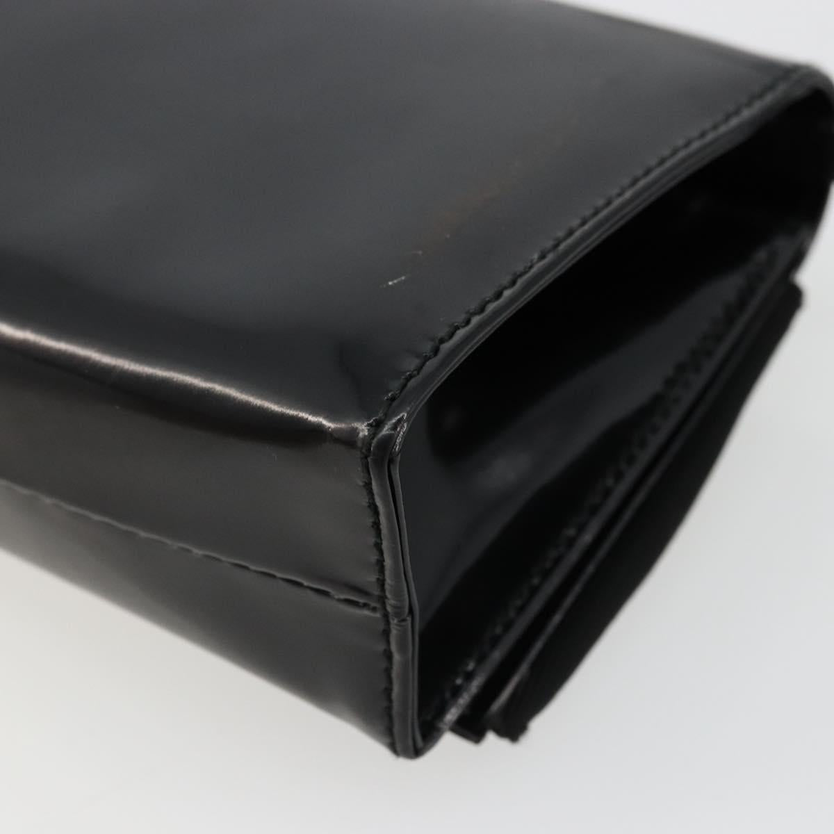 Salvatore Ferragamo Vara Ribbon Bag Patent Leather Black Silver Auth BA12606