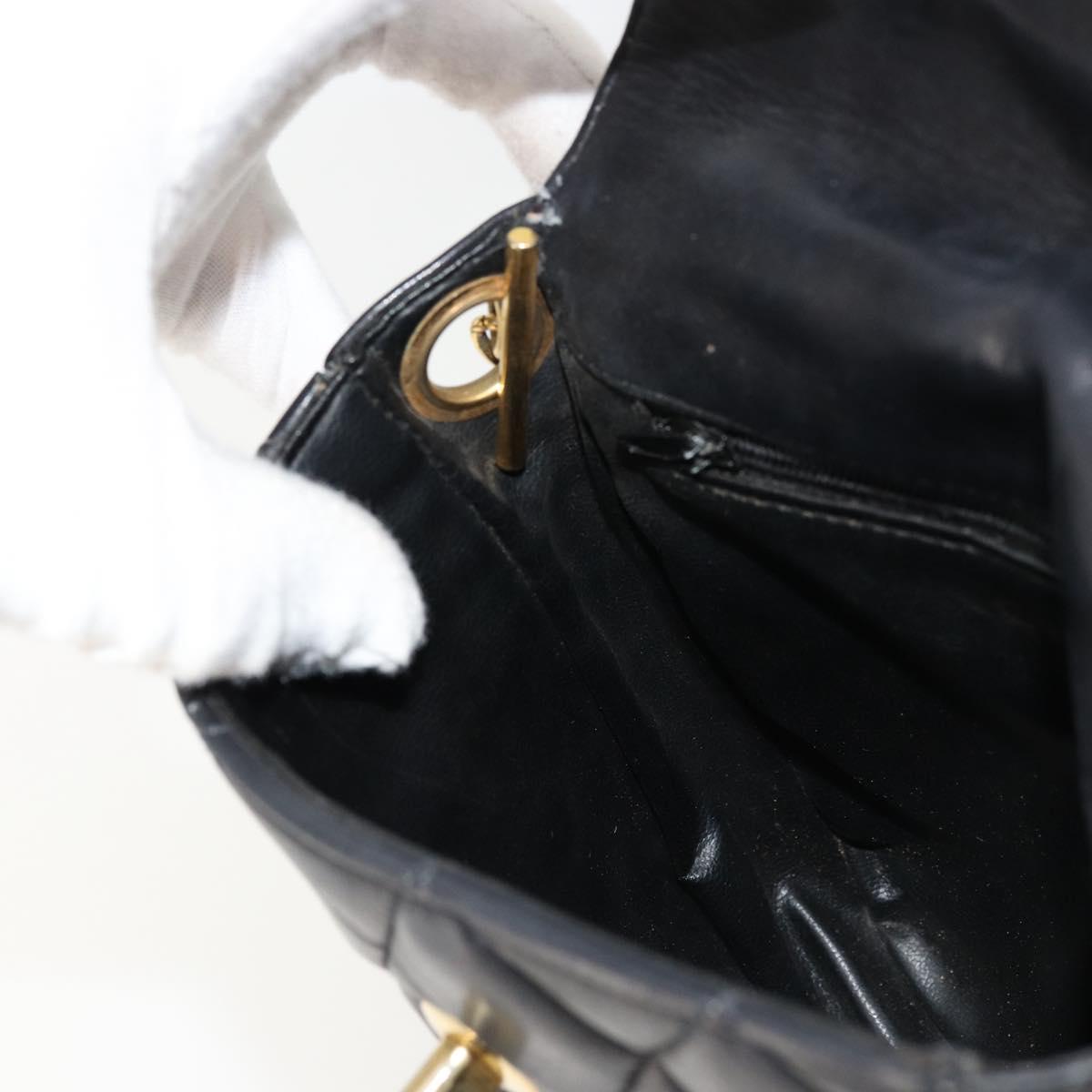 CHANEL Matelasse Chain Shoulder Bag Lamb Skin Black Gold CC Auth BA12607