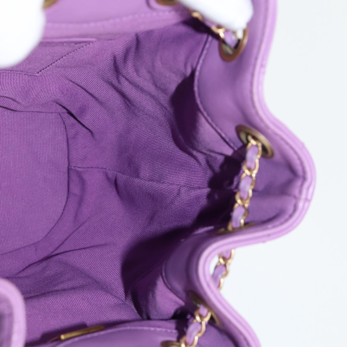 CHANEL Chain Matelasse Backpack Lamb Skin Purple CC Auth BA1260AM