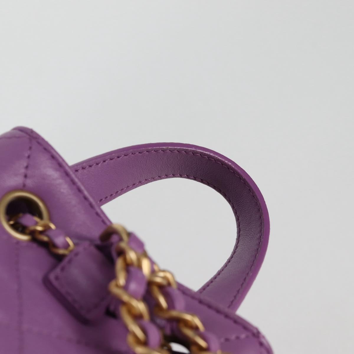 CHANEL Chain Matelasse Backpack Lamb Skin Purple CC Auth BA1260AM