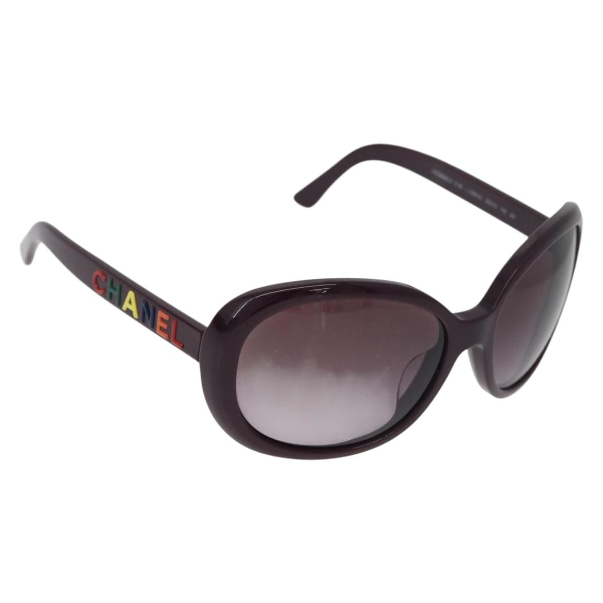 CHANEL Sunglasses plastic Purple CC Auth BA12624M