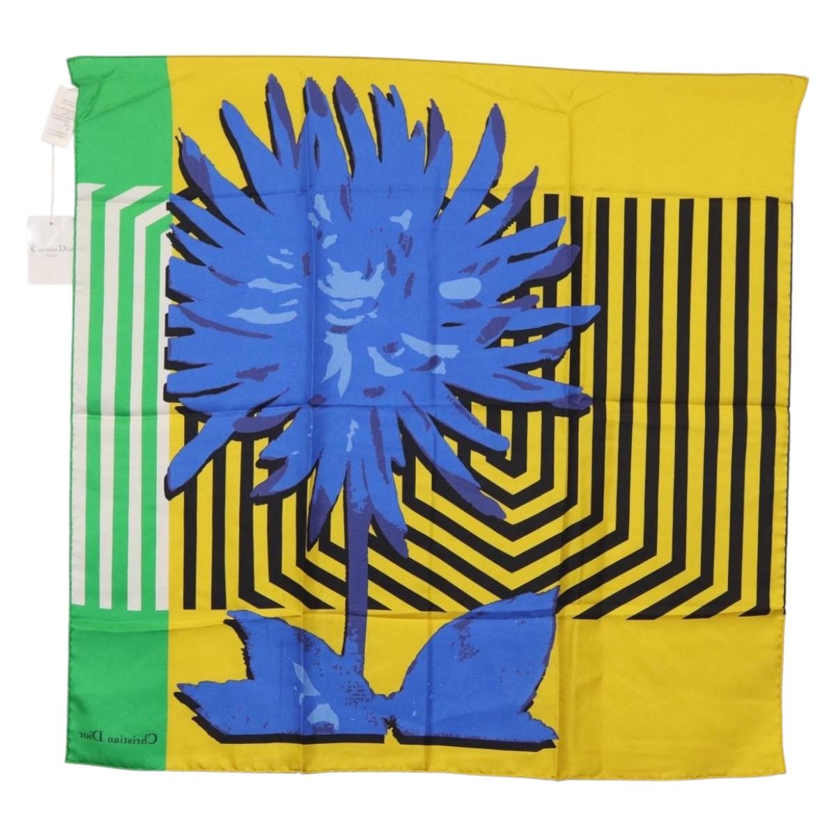 Christian Dior Scarf Silk Yellow Auth BA12629A