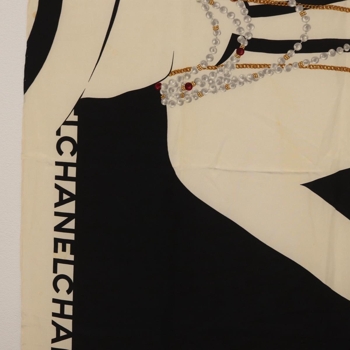 CHANEL Scarf Silk Black CC Auth BA12630