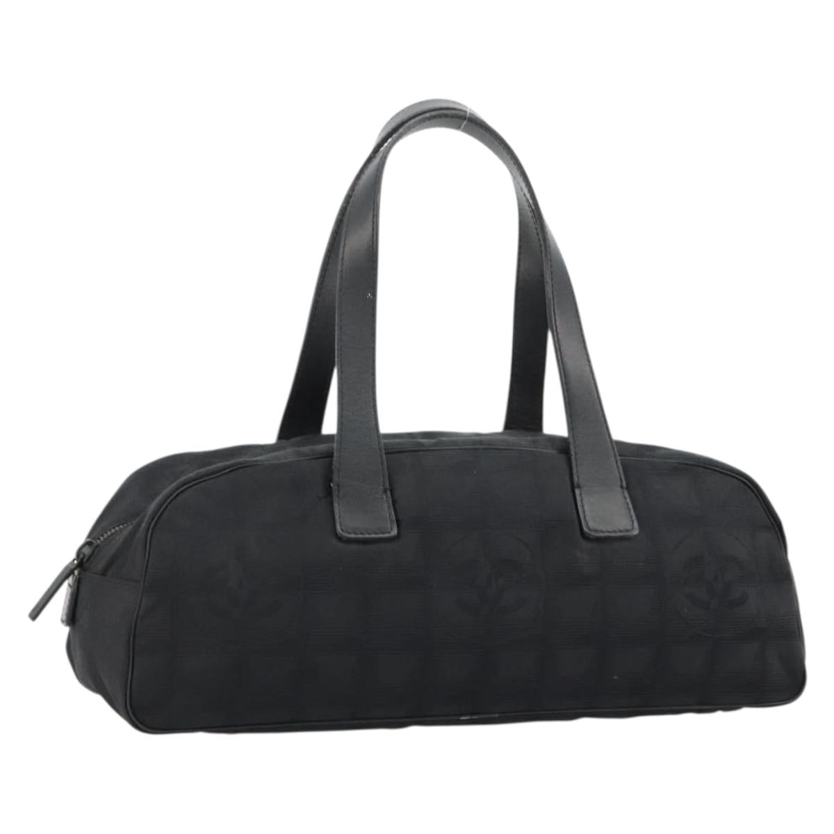 CHANEL New Travel line Hand Bag Nylon Black CC Auth BA12635A