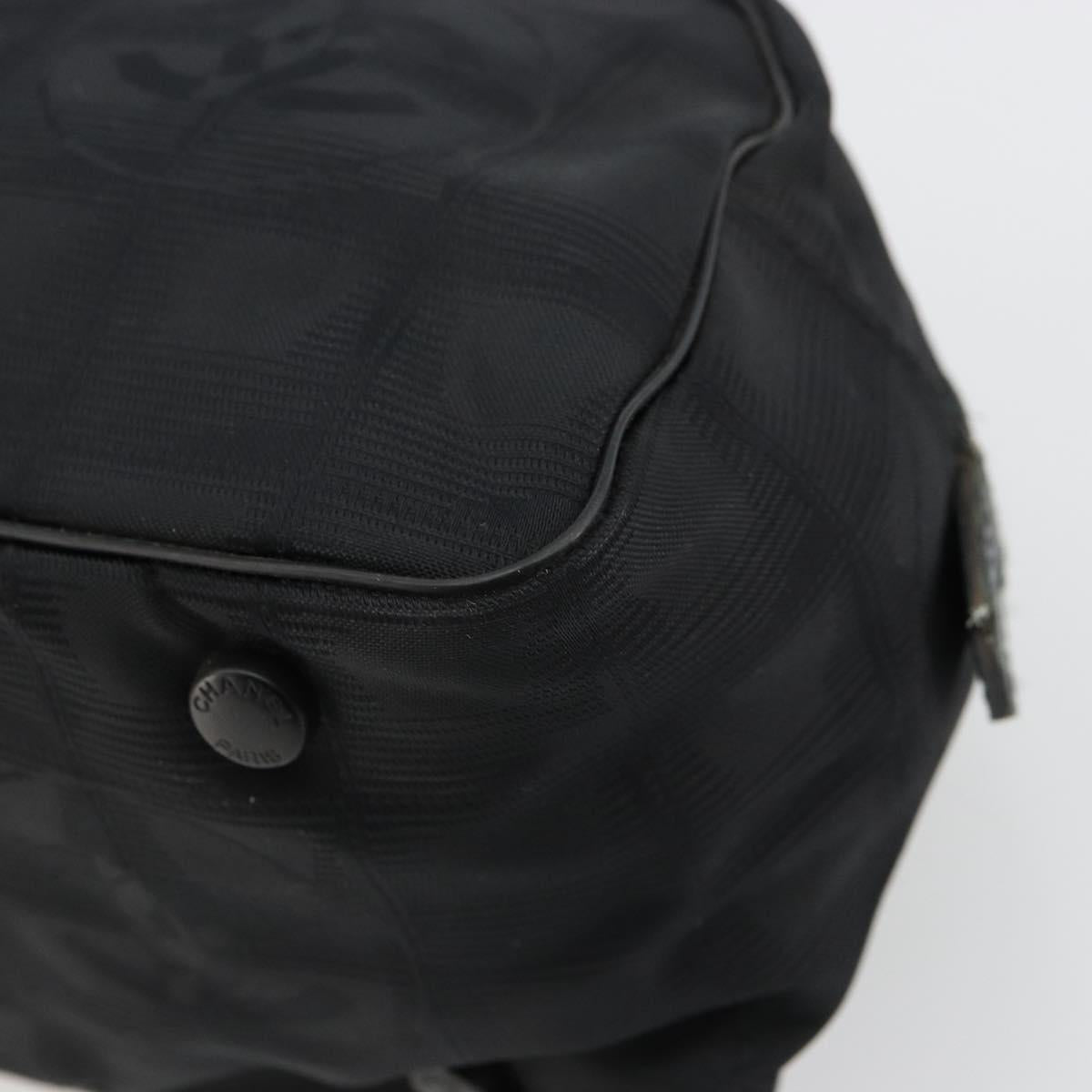CHANEL New Travel line Hand Bag Nylon Black CC Auth BA12635A