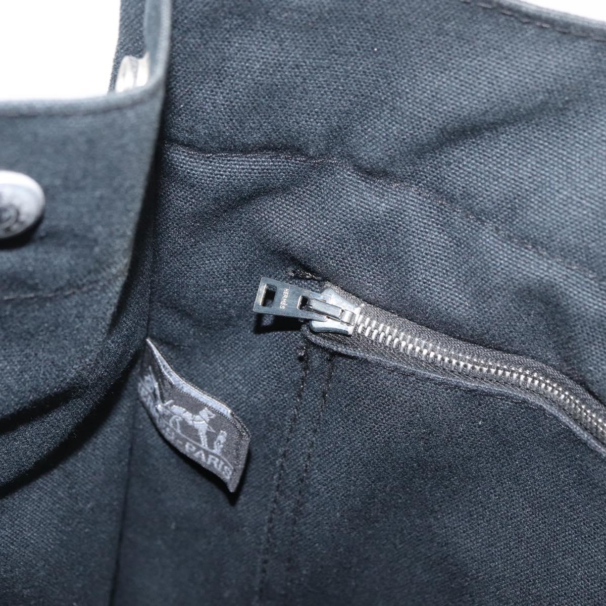 HERMES Fourre Tout MM Tote Bag cotton Black Silver Auth BA12637