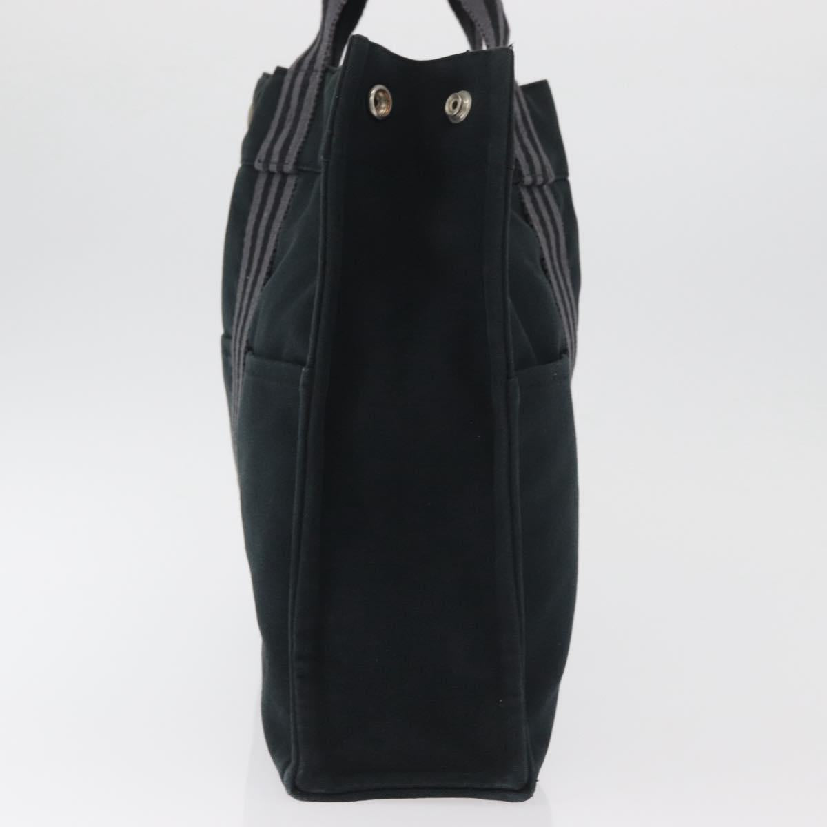 HERMES Fourre Tout MM Tote Bag cotton Black Silver Auth BA12637
