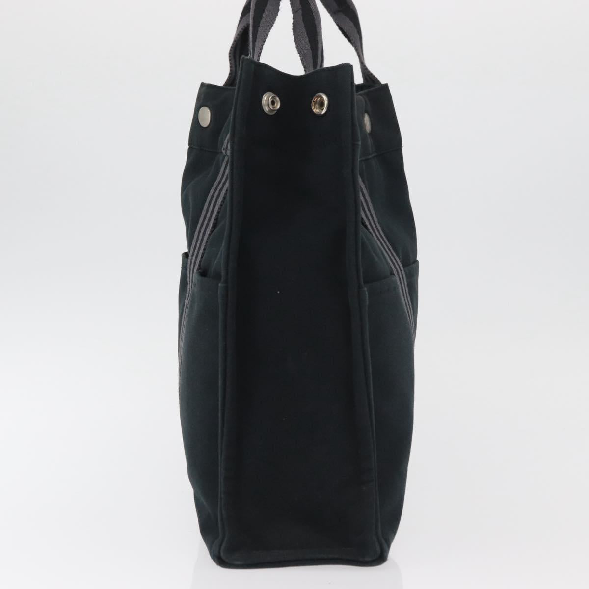 HERMES Fourre Tout MM Tote Bag cotton Black Silver Auth BA12637