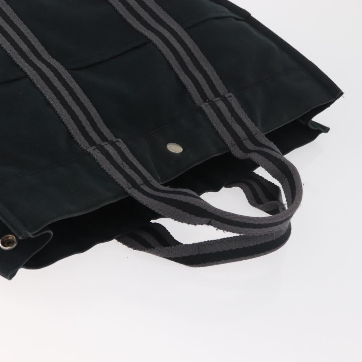 HERMES Fourre Tout MM Tote Bag cotton Black Silver Auth BA12637