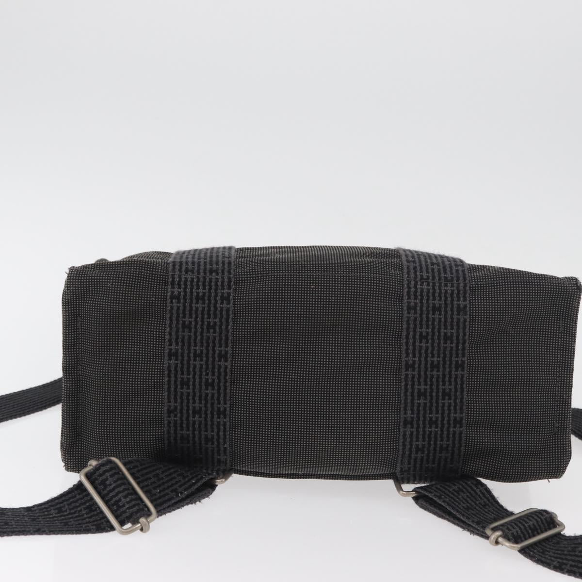 HERMES Her Line Backpack Canvas Gray Silver Auth BA12638A