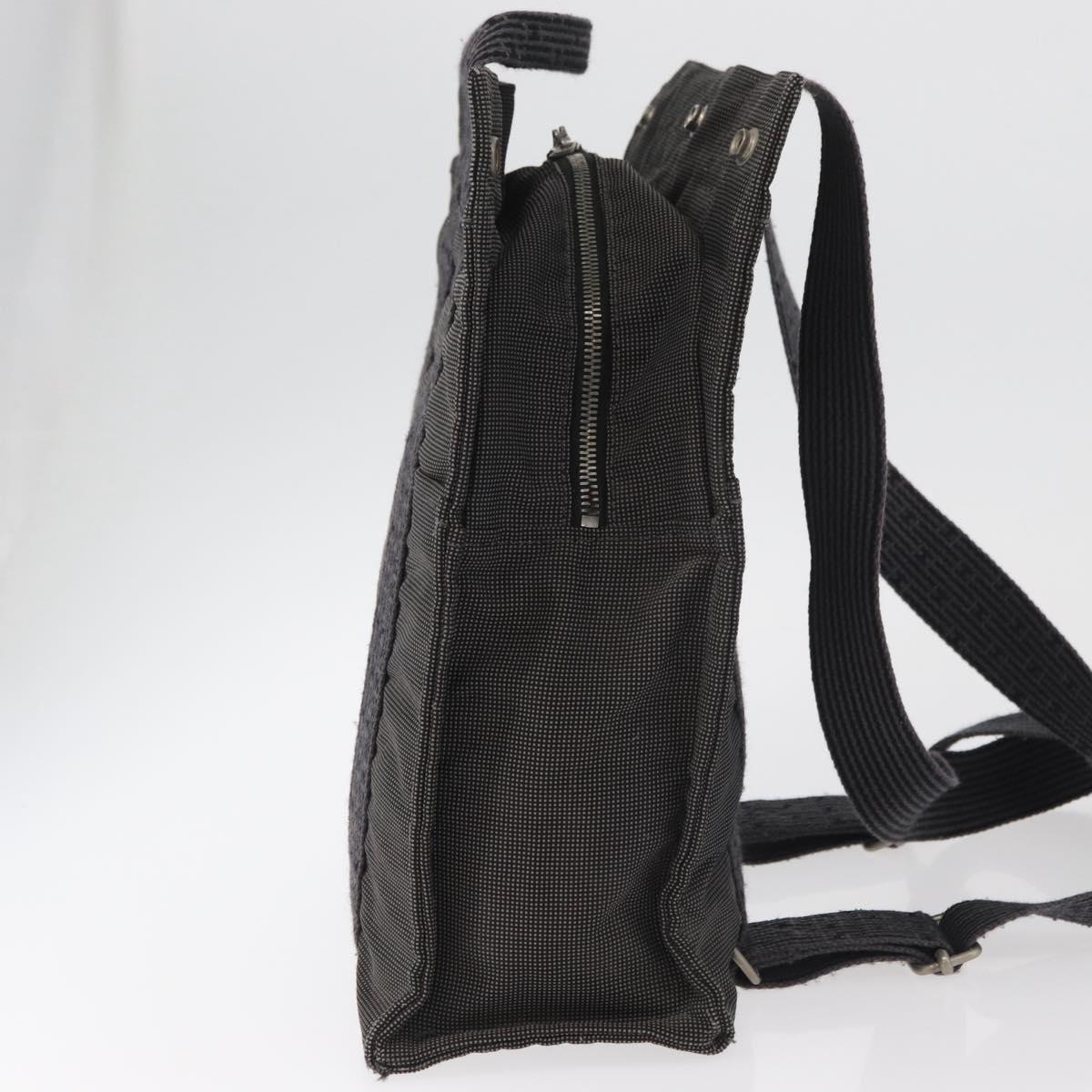 HERMES Her Line Backpack Canvas Gray Silver Auth BA12638A