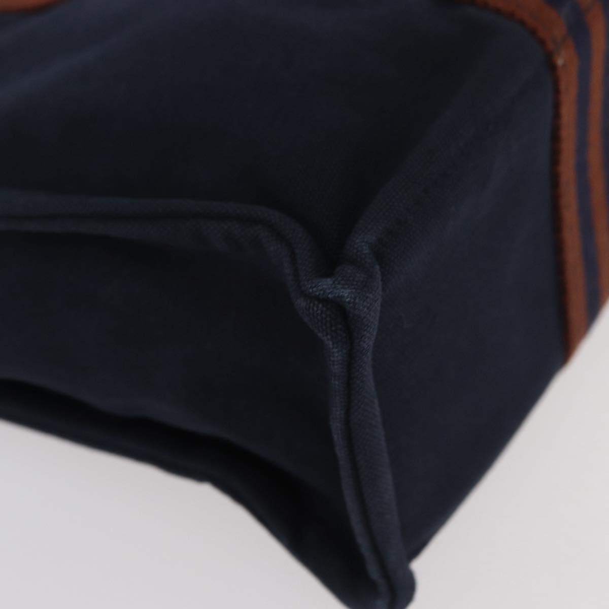 HERMES Fourre Tout PM Hand Bag Canvas Brown Navy Auth BA12639A